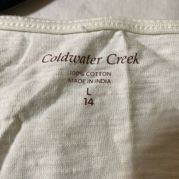 Coldwater Creek L 14 sequined tank top cream and beige sleeveless - Picture 5 of 5